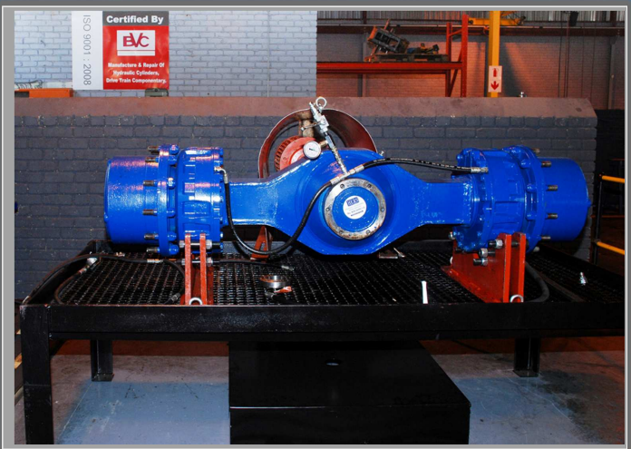 Axle on test bench with BVC ISO 9001 certification